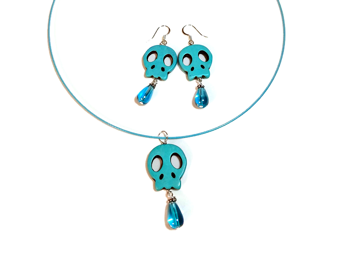 sugar skull necklace earrings set