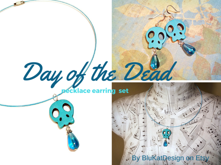 Day of the Dead necklace earring set