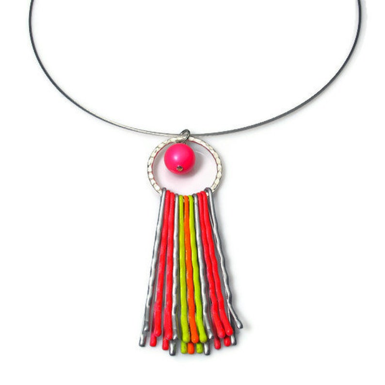 neon bobby pin choker necklace